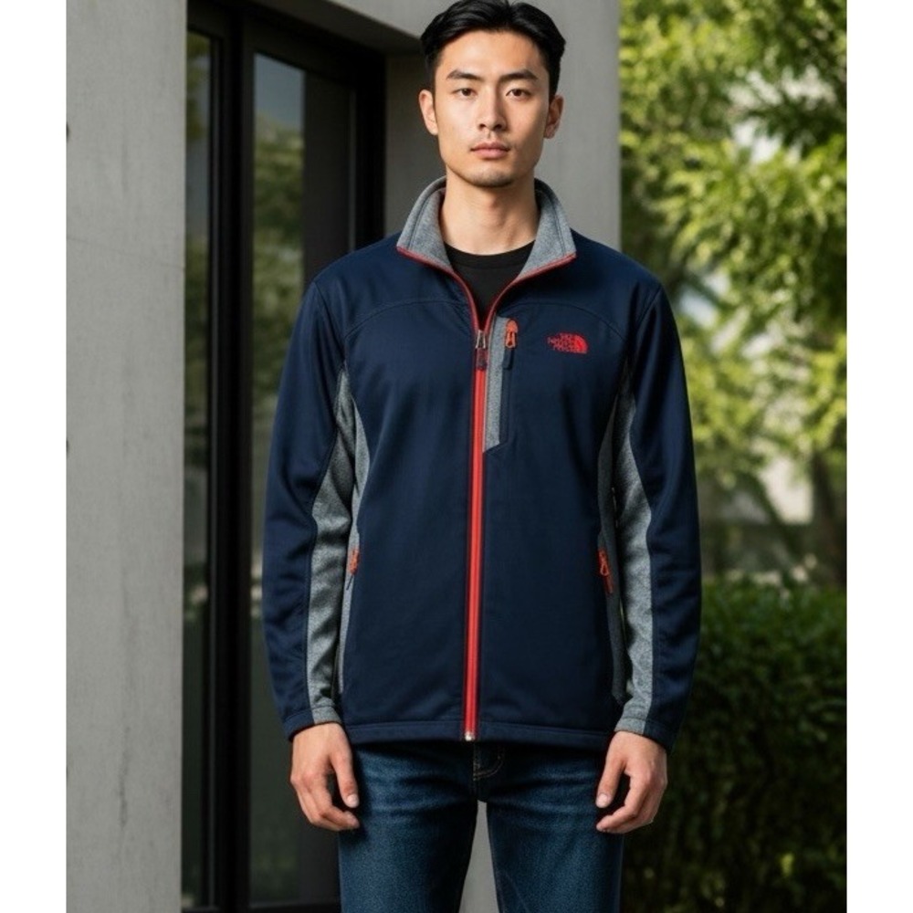 The North Face Men's L Full Zip Light Knit Jacket Blue Gray